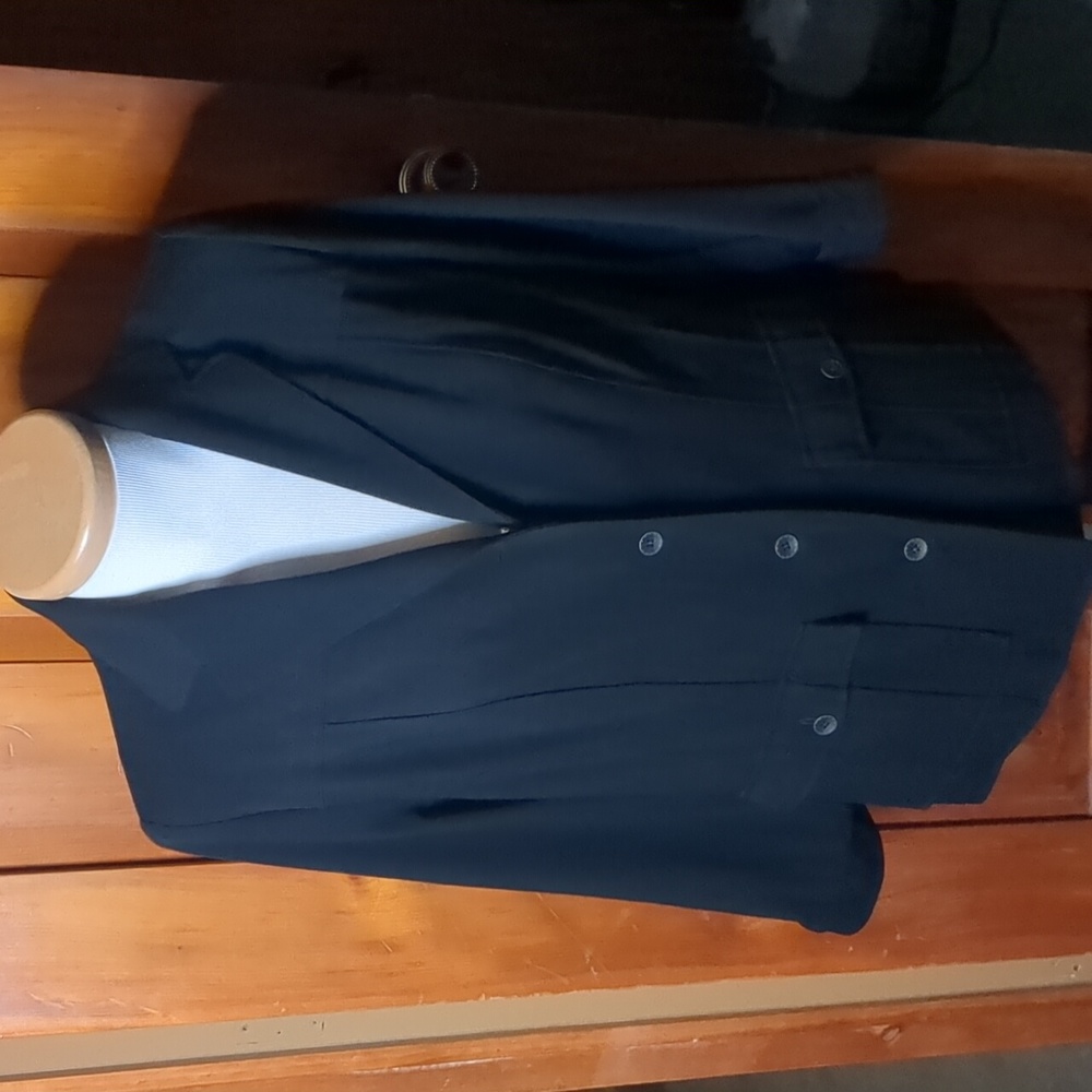 TANJAY* button front long sleeve stretchy unlined 2 front pocket blazer jacket